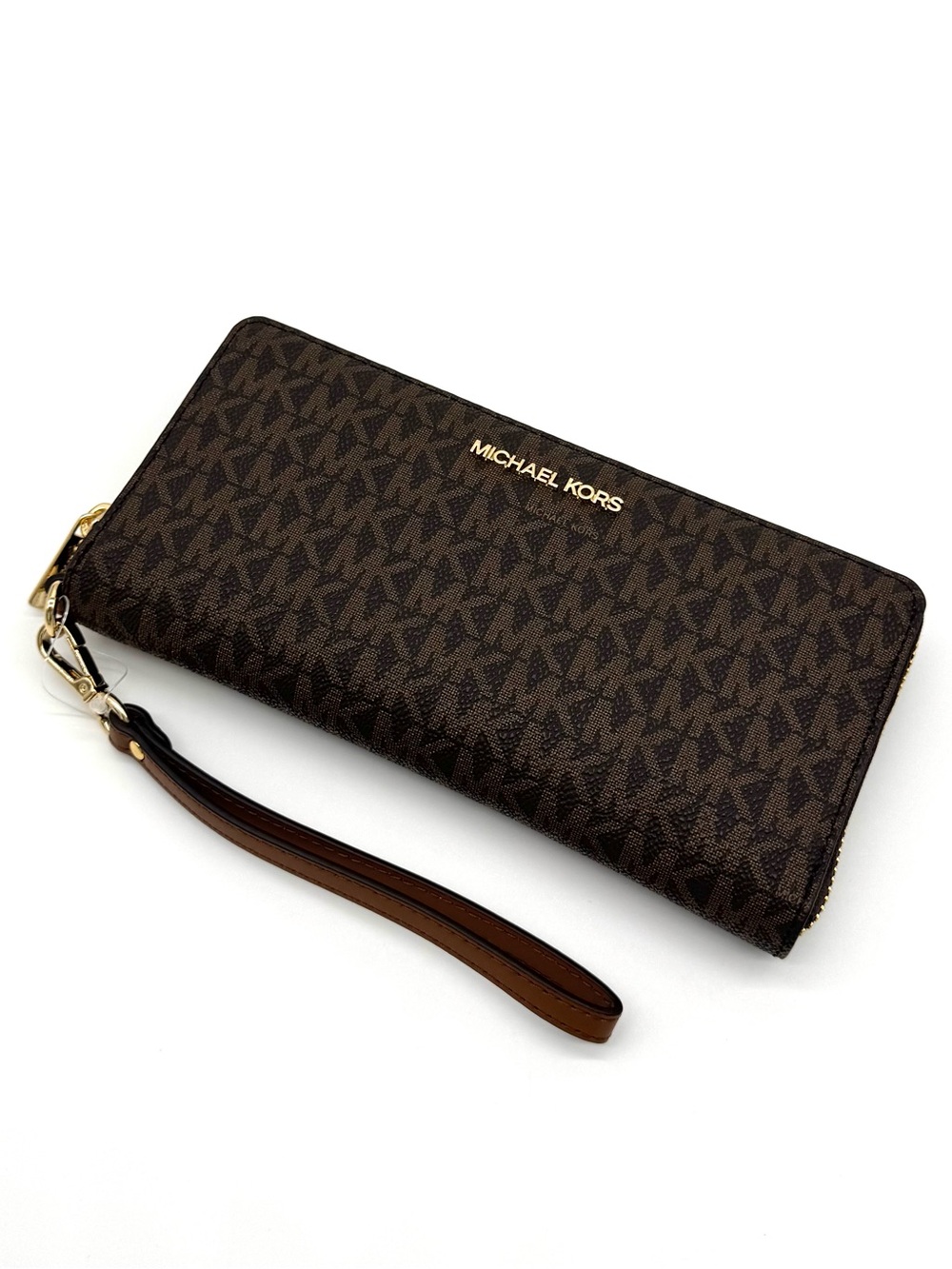 Michael Kors Large Continental Wallet Wristlet Brown/Gold